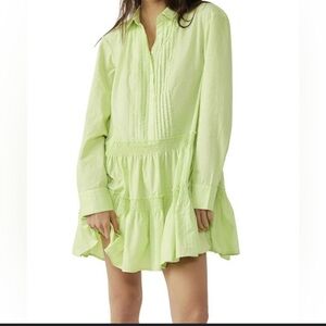 Free People Billie Mini Dress Cottagecore Princess in Lime Glow Size Small Boho
